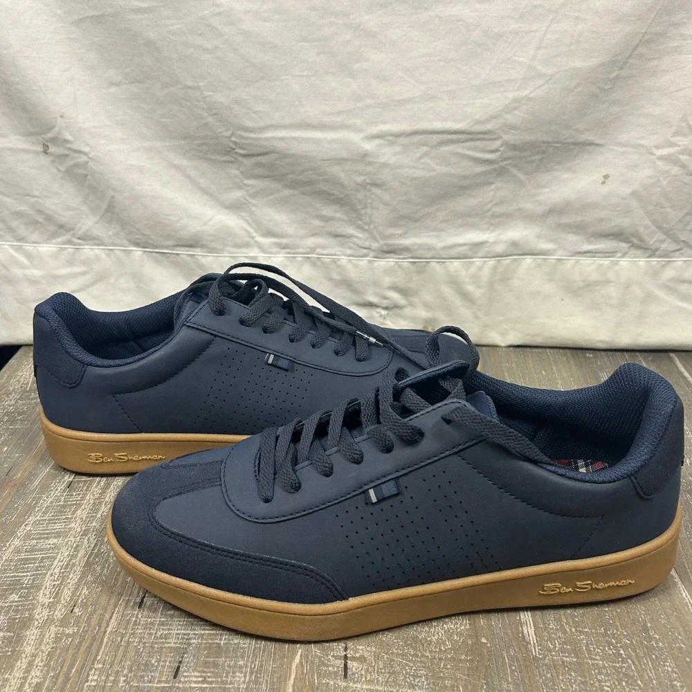 Ben Sherman Watts Navy Mens Low Top Sneakers Gum Sole Memory Foam 2007374 Sz 10
